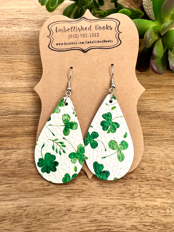 Sew Lucky Embroidery Glitter Monogrammed Teardrop Earrings and Necklace Set